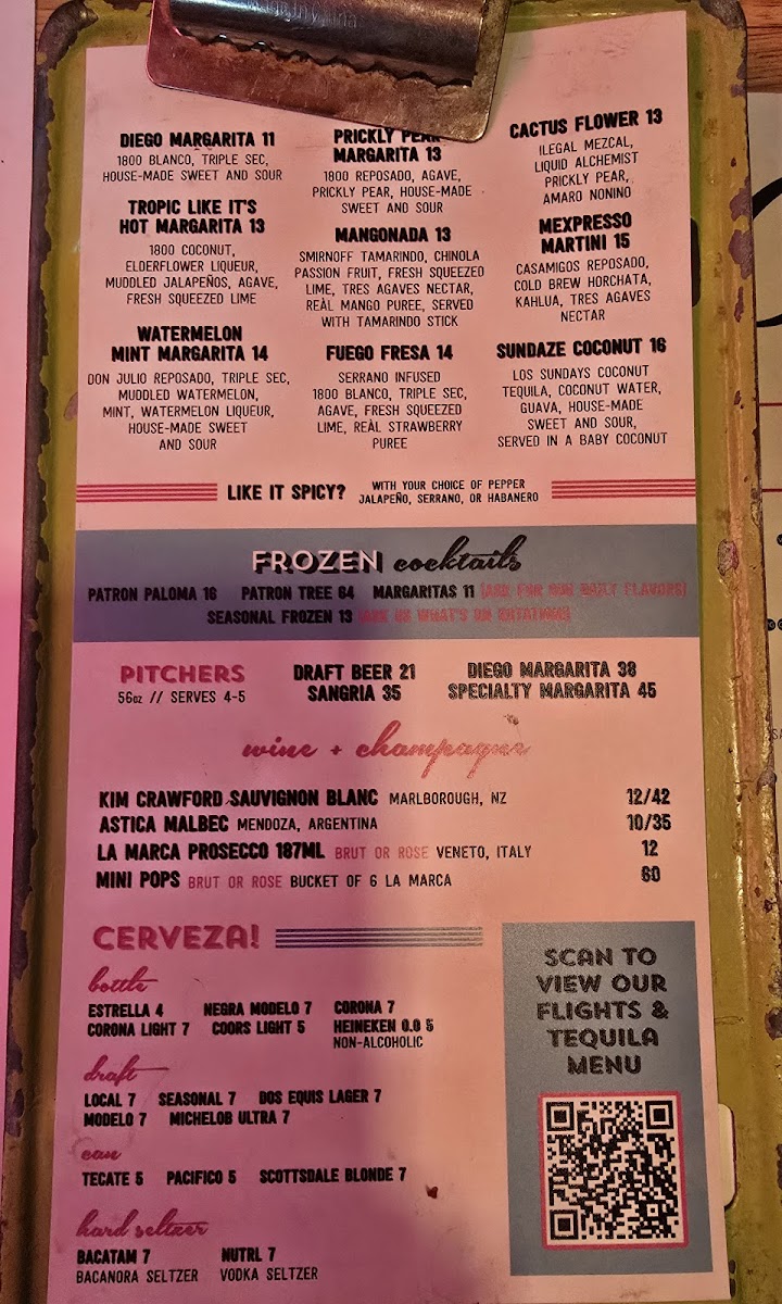 Diego Pops Menu - Image 1